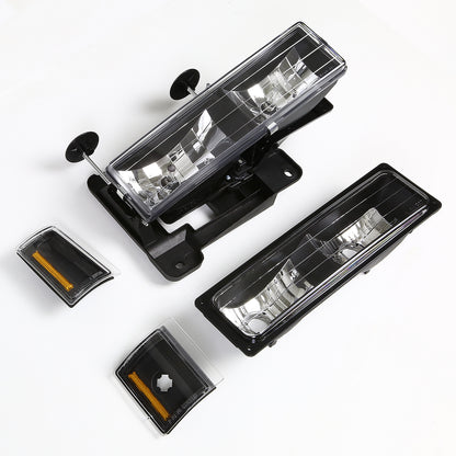 FAROS 94-00 GMC C10 - 8PC 2/4-DOOR - BLACK HOUSING / AMBER CORNER - 9006 LOW BEAM / 9005 HIGH BEAM