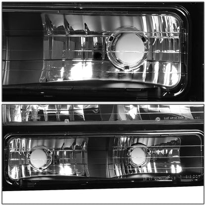 FAROS 94-00 GMC C10 - 8PC 2/4-DOOR - BLACK HOUSING / CLEAR CORNER - 9006 LOW BEAM / 9005 HIGH BEAM
