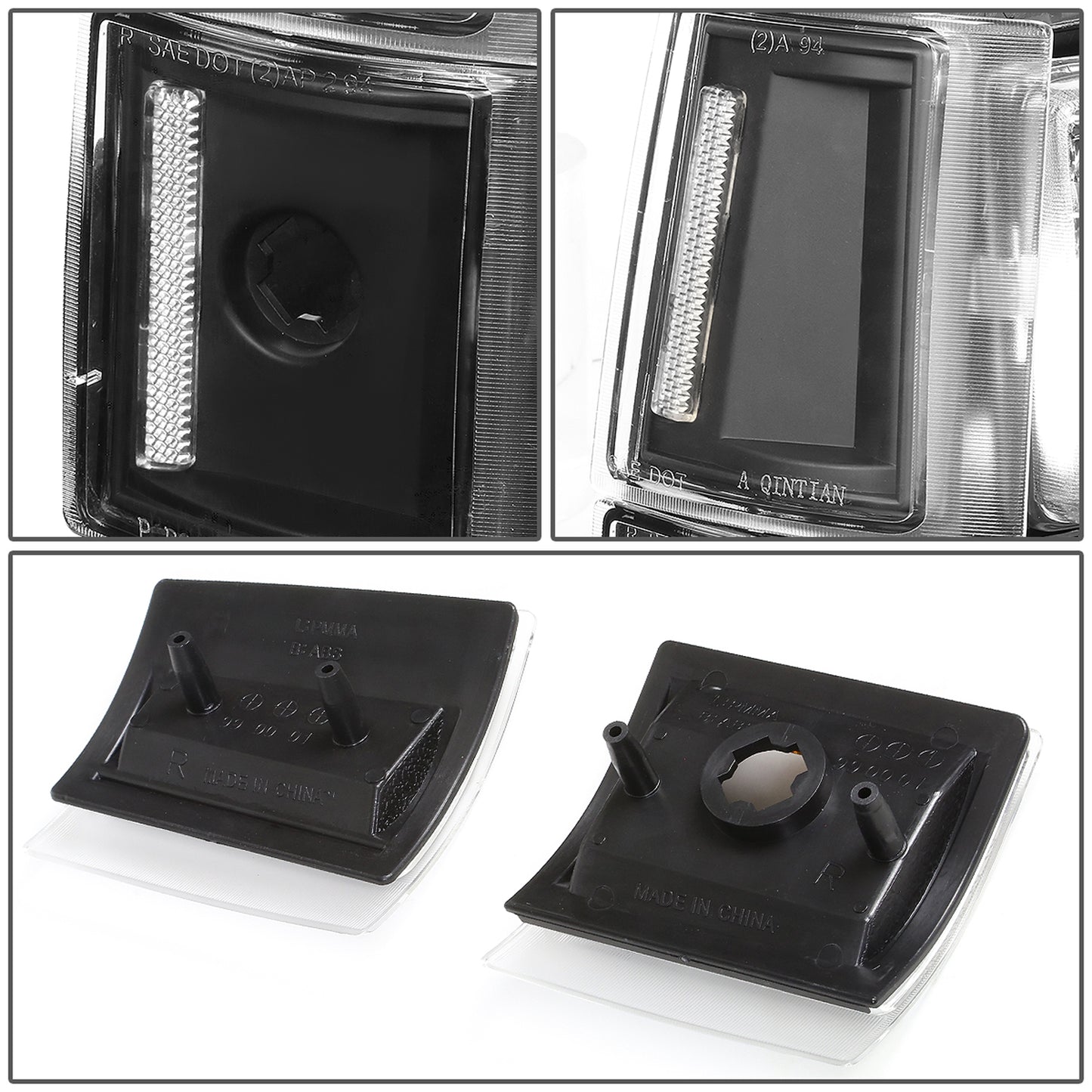 FAROS 94-00 GMC C10 - 8PC 2/4-DOOR - BLACK HOUSING / CLEAR CORNER - 9006 LOW BEAM / 9005 HIGH BEAM