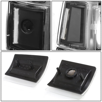 FAROS 94-00 GMC C10 - 8PC 2/4-DOOR - BLACK HOUSING / CLEAR CORNER - 9006 LOW BEAM / 9005 HIGH BEAM