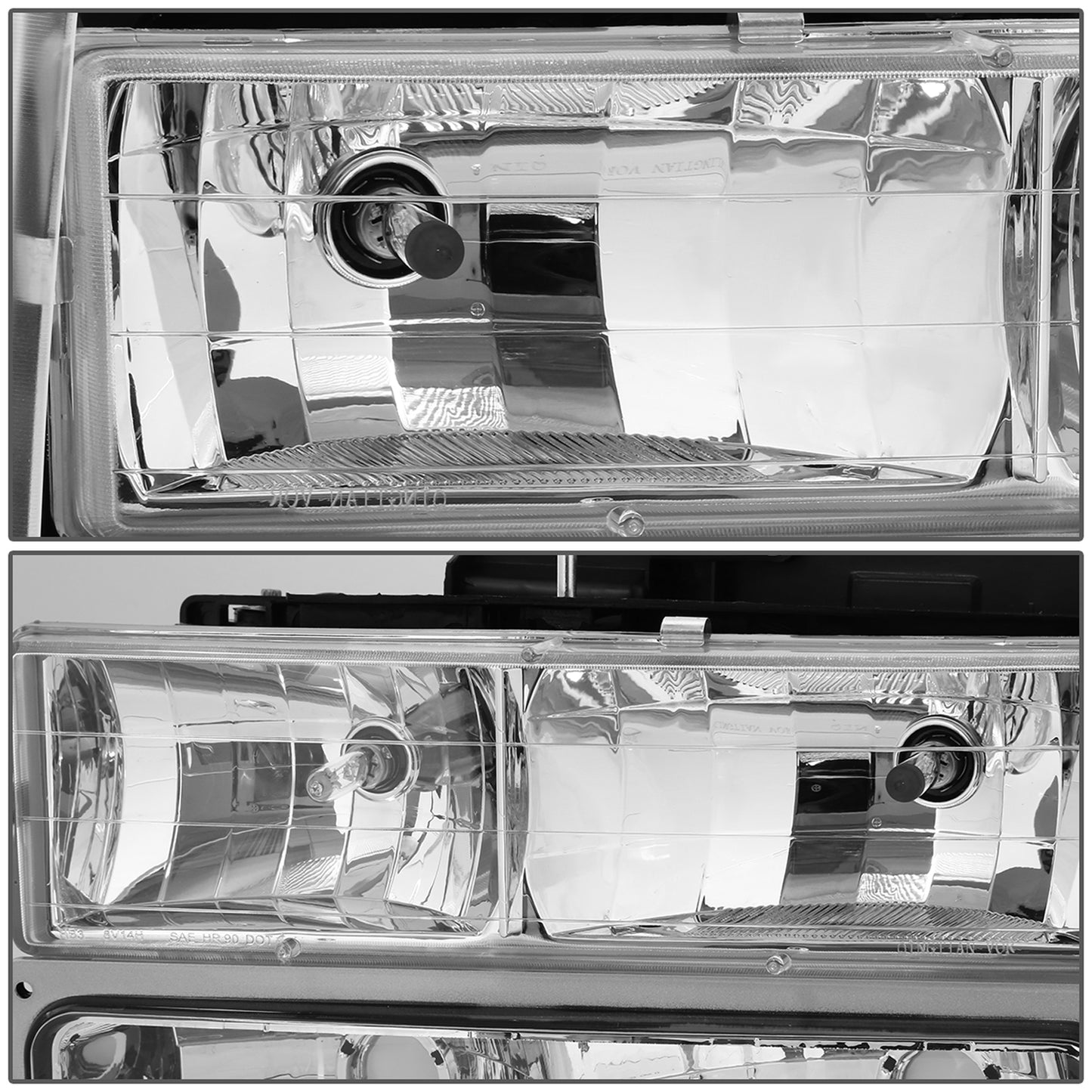 FAROS 94-00 GMC C10 - 8PC 2/4-DOOR - CHROME HOUSING / AMBER CORNER - 9006 LOW BEAM / 9005 HIGH BEAM