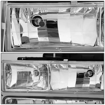 FAROS 94-00 GMC C10 - 8PC 2/4-DOOR - CHROME HOUSING / AMBER CORNER - 9006 LOW BEAM / 9005 HIGH BEAM