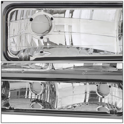 FAROS 94-00 GMC C10 - 8PC 2/4-DOOR - CHROME HOUSING / AMBER CORNER - 9006 LOW BEAM / 9005 HIGH BEAM