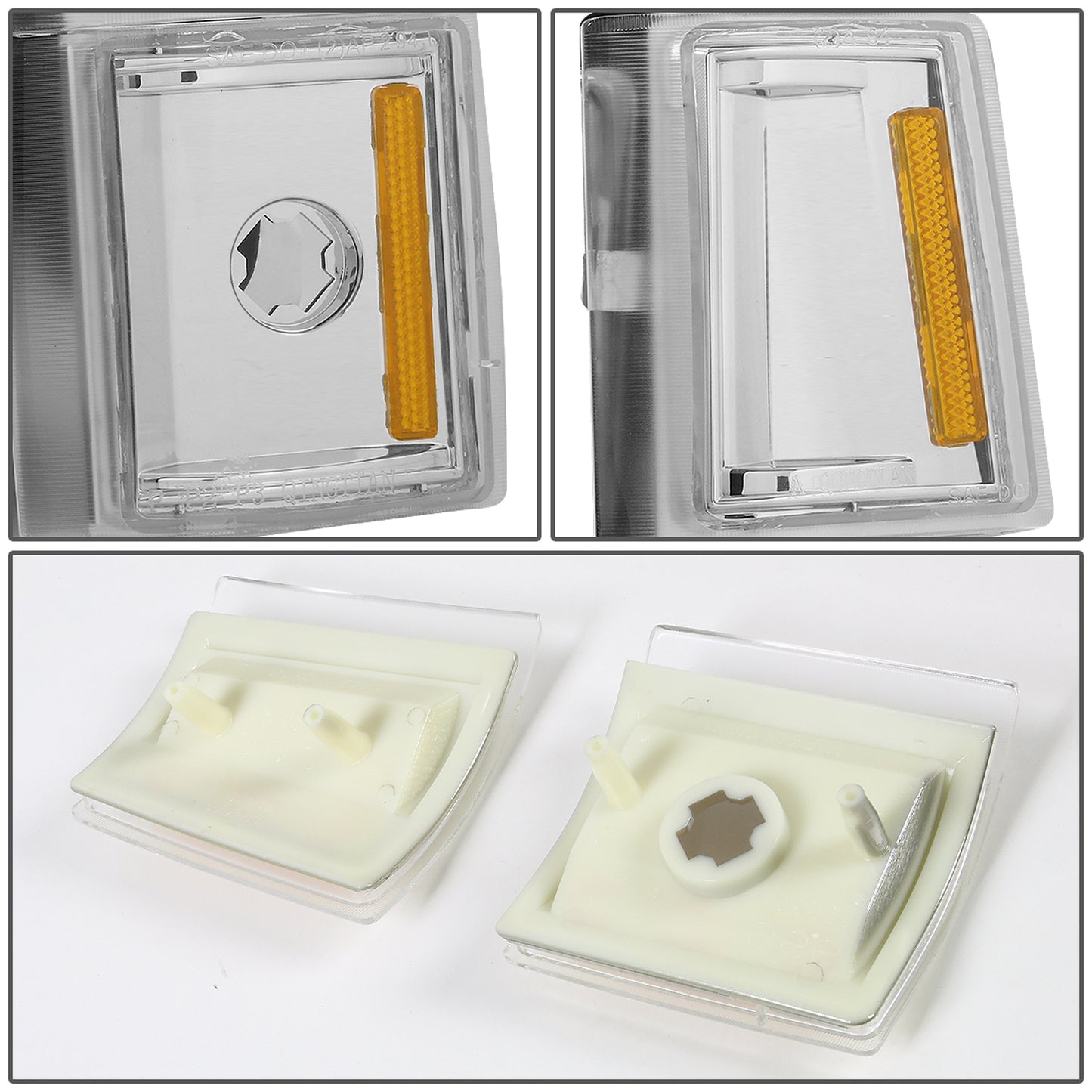 FAROS 94-00 GMC C10 - 8PC 2/4-DOOR - CHROME HOUSING / AMBER CORNER - 9006 LOW BEAM / 9005 HIGH BEAM