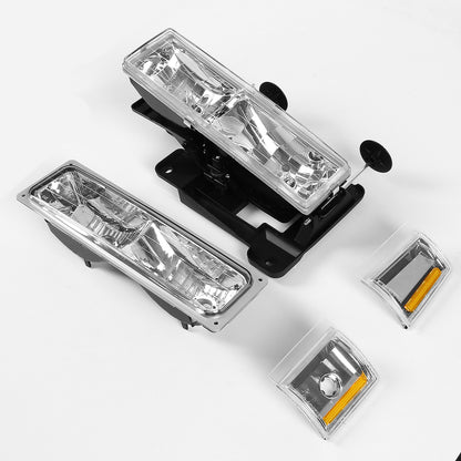 FAROS 94-00 GMC C10 - 8PC 2/4-DOOR - CHROME HOUSING / AMBER CORNER - 9006 LOW BEAM / 9005 HIGH BEAM