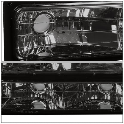 FAROS 94-00 GMC C10 - 8PC 2/4-DOOR - SMOKE HOUSING / AMBER CORNER - 9006 LOW BEAM / 9005 HIGH BEAM