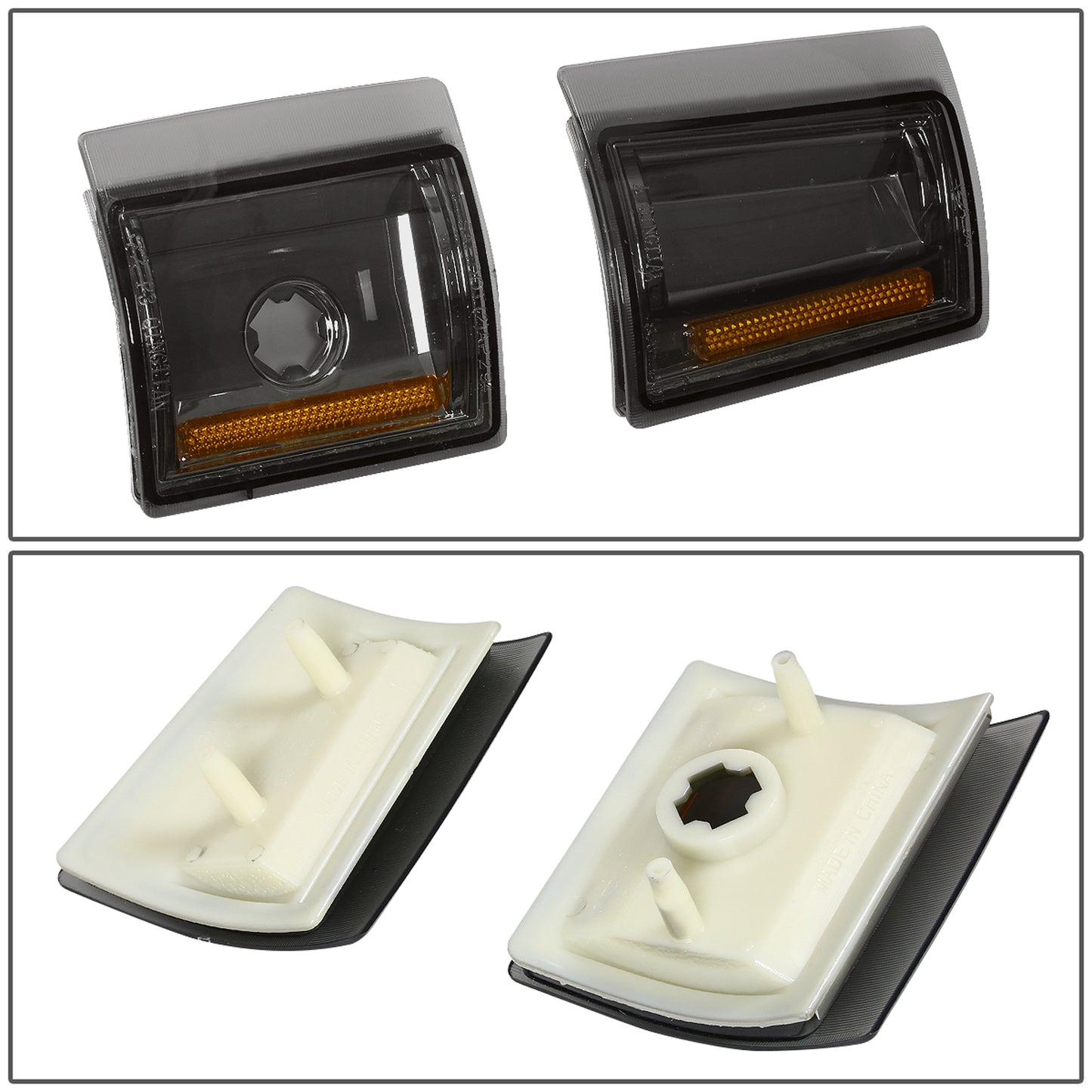 FAROS 94-00 GMC C10 - 8PC 2/4-DOOR - SMOKE HOUSING / AMBER CORNER - 9006 LOW BEAM / 9005 HIGH BEAM