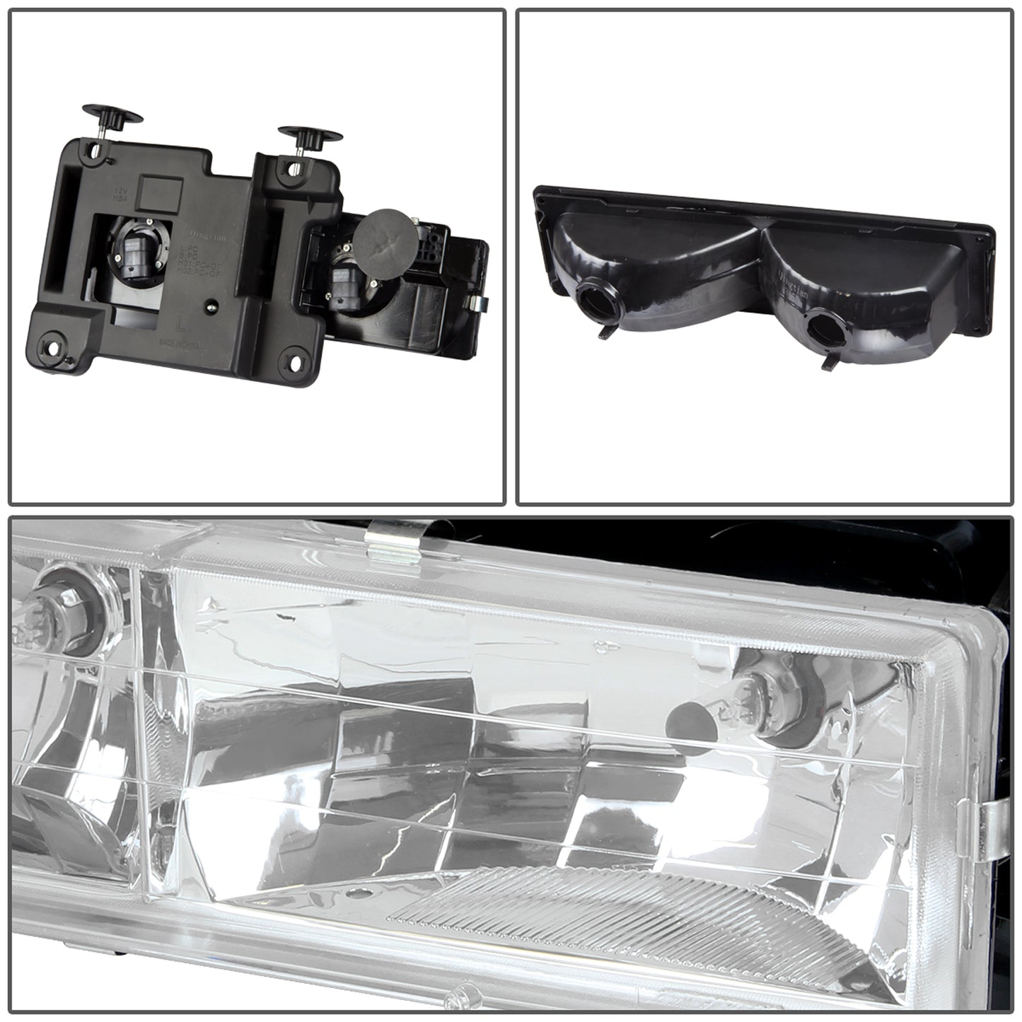 FAROS 88-93 CHEVY C10 2/4-DOOR - 8PC - CHROME HOUSING / CLEAR CORNER - 9006 LOW BEAM / 9005 HIGH BEAM