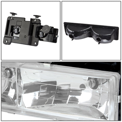 FAROS 88-93 CHEVY C10 2/4-DOOR - 8PC - CHROME HOUSING / CLEAR CORNER - 9006 LOW BEAM / 9005 HIGH BEAM