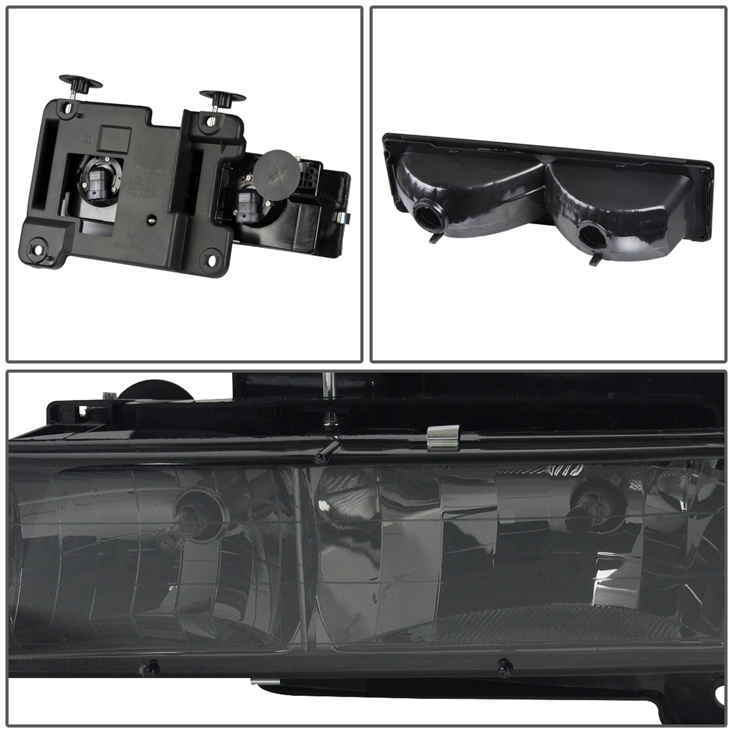 FAROS 88-93 CHEVY C10 2/4-DOOR - 8PC - SMOKE HOUSING / CLEAR CORNER - 9006 LOW BEAM / 9005 HIGH BEAM