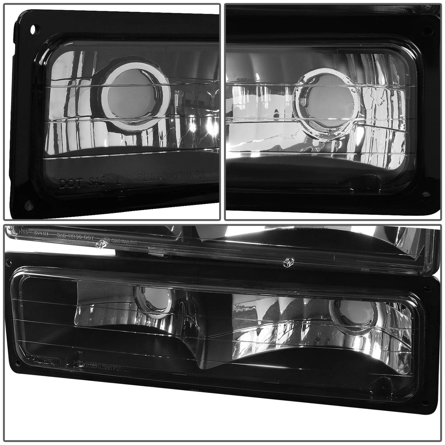 FAROS 94-98 CHEVY C10 2/4-DOOR - 8PC - BLACK HOUSING / CLEAR CORNER - 9006 LOW BEAM / 9005 HIGH BEAM