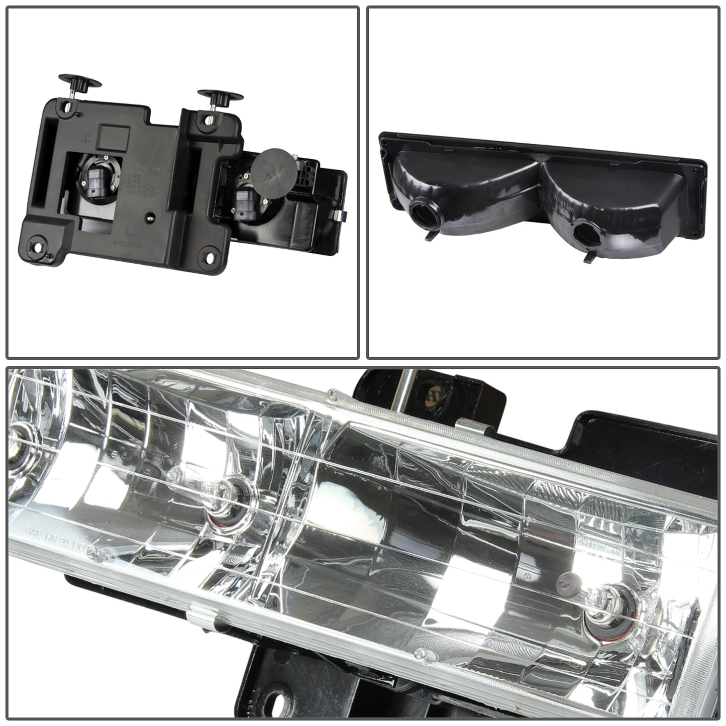 FAROS 94-98 CHEVY C10 2/4-DOOR - 8PC - CHROME HOUSING / CLEAR CORNER - 9006 LOW BEAM / 9005 HIGH BEAM