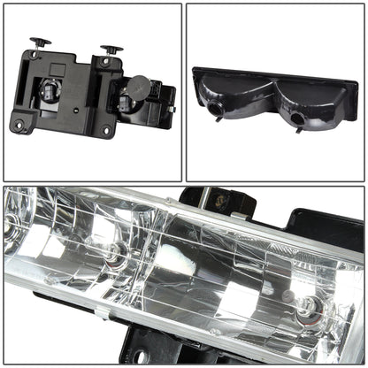 FAROS 94-98 CHEVY C10 2/4-DOOR - 8PC - CHROME HOUSING / CLEAR CORNER - 9006 LOW BEAM / 9005 HIGH BEAM