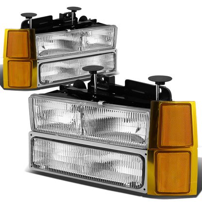 FAROS 94-98 CHEVY C10 2/4-DOOR - 8PC - OEM STYLE - CHROME HOUSING - 9006 LOW BEAM / 9005 HIGH BEAM