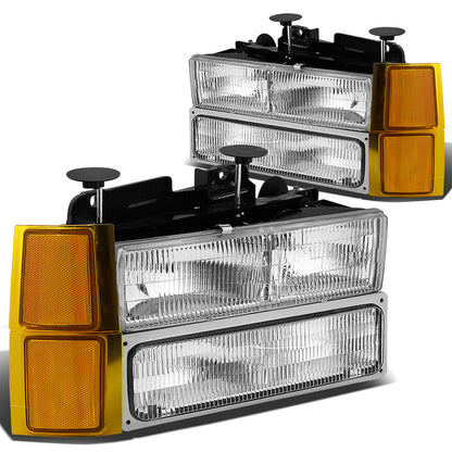 FAROS 94-98 CHEVY C10 2/4-DOOR - 8PC - OEM STYLE - CHROME HOUSING - 9006 LOW BEAM / 9005 HIGH BEAM