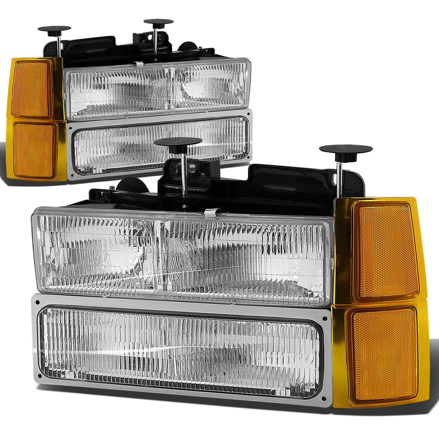 FAROS 94-98 CHEVY C10 2/4-DOOR - 8PC - OEM STYLE - CHROME HOUSING - 9006 LOW BEAM / 9005 HIGH BEAM