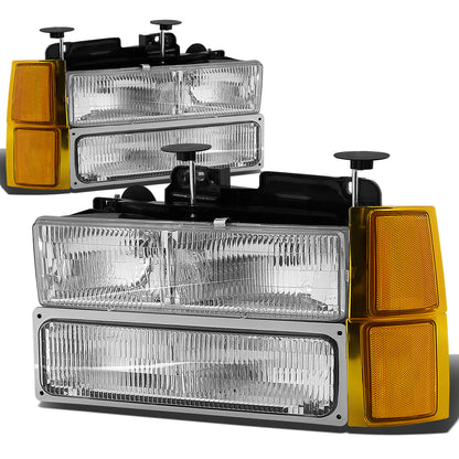 FAROS 94-98 CHEVY C10 2/4-DOOR - 8PC - OEM STYLE - CHROME HOUSING - 9006 LOW BEAM / 9005 HIGH BEAM