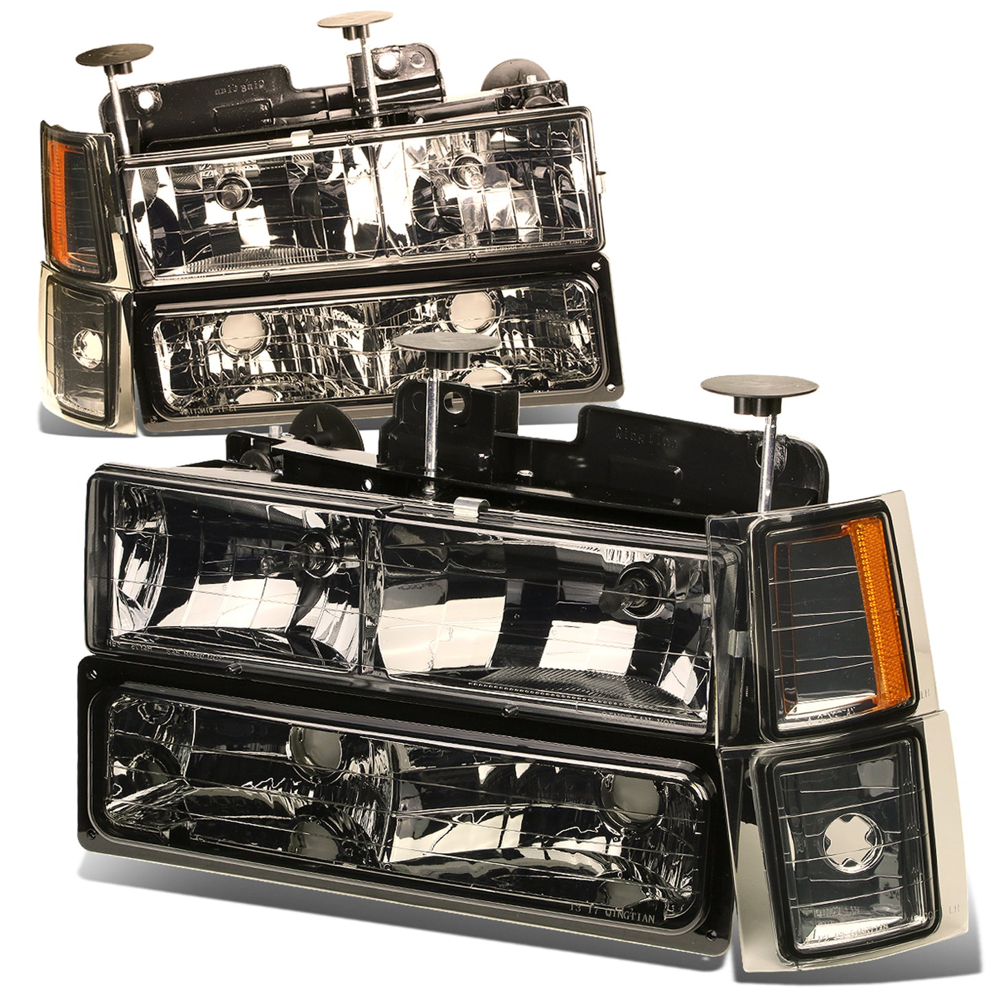 FAROS 94-98 CHEVY C10 2/4-DOOR - 8PC - SMOKE HOUSING / AMBER CORNER - 9006 LOW BEAM / 9005 HIGH BEAM