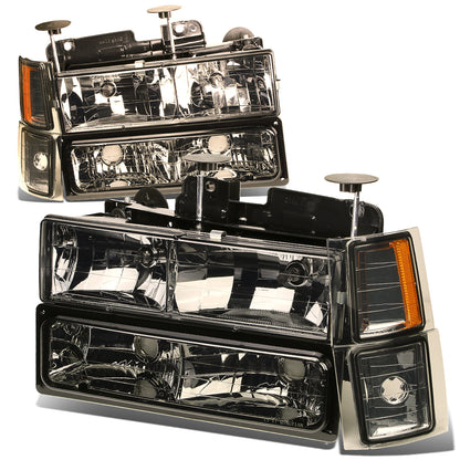 FAROS 94-98 CHEVY C10 2/4-DOOR - 8PC - SMOKE HOUSING / AMBER CORNER - 9006 LOW BEAM / 9005 HIGH BEAM