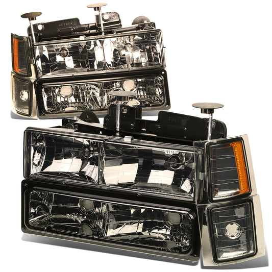 FAROS 94-98 CHEVY C10 2/4-DOOR - 8PC - SMOKE HOUSING / AMBER CORNER - 9006 LOW BEAM / 9005 HIGH BEAM