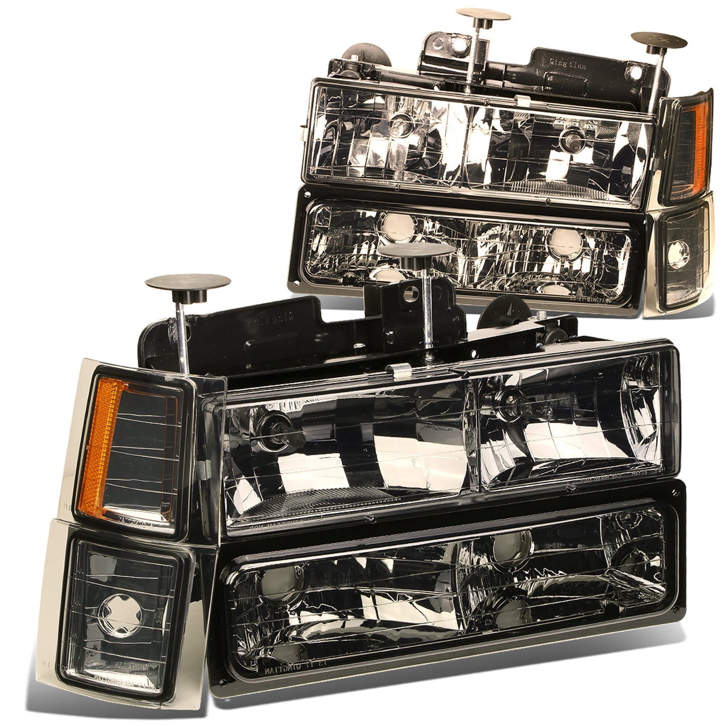 FAROS 94-98 CHEVY C10 2/4-DOOR - 8PC - SMOKE HOUSING / AMBER CORNER - 9006 LOW BEAM / 9005 HIGH BEAM