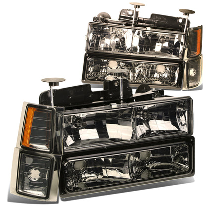FAROS 94-98 CHEVY C10 2/4-DOOR - 8PC - SMOKE HOUSING / AMBER CORNER - 9006 LOW BEAM / 9005 HIGH BEAM