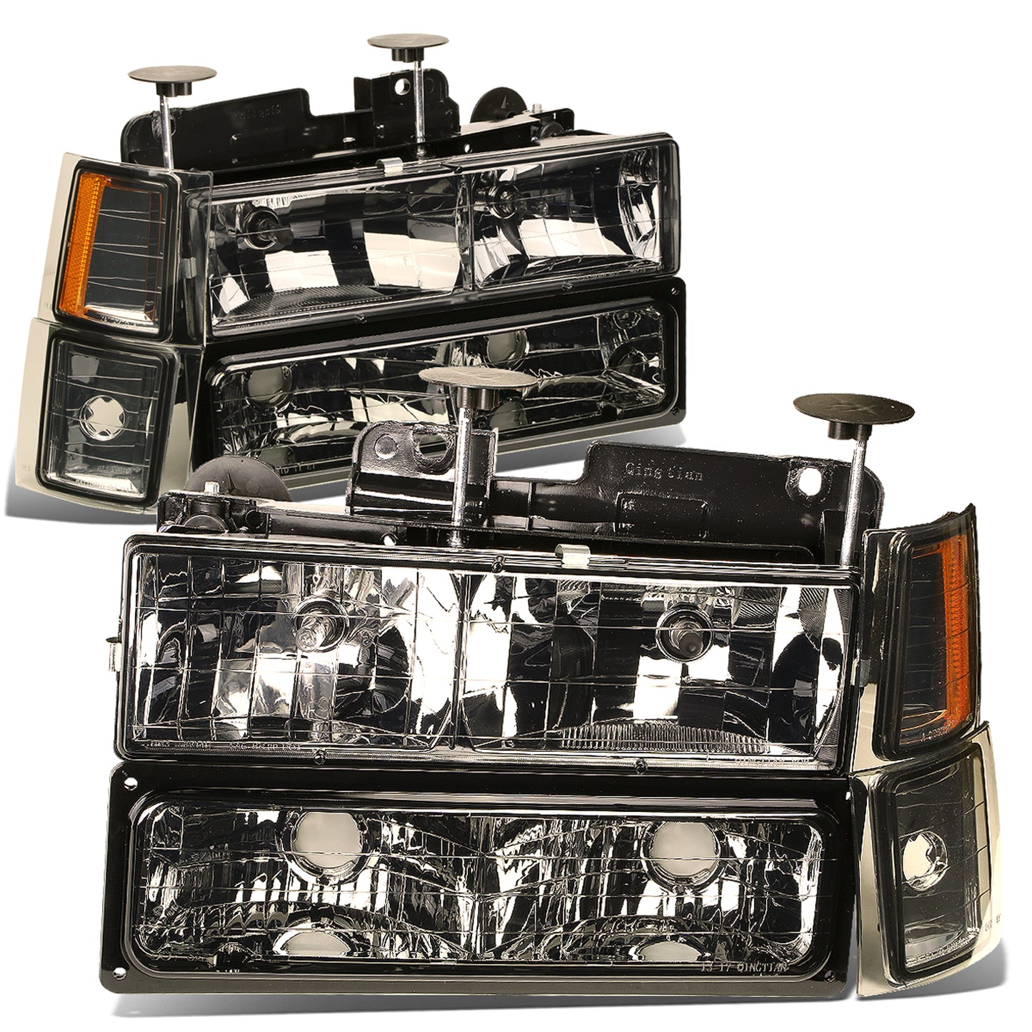 FAROS 94-98 CHEVY C10 2/4-DOOR - 8PC - SMOKE HOUSING / AMBER CORNER - 9006 LOW BEAM / 9005 HIGH BEAM
