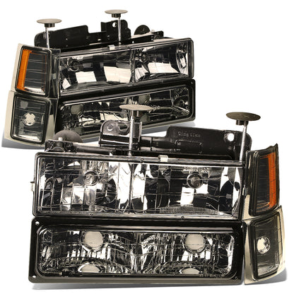 FAROS 94-98 CHEVY C10 2/4-DOOR - 8PC - SMOKE HOUSING / AMBER CORNER - 9006 LOW BEAM / 9005 HIGH BEAM