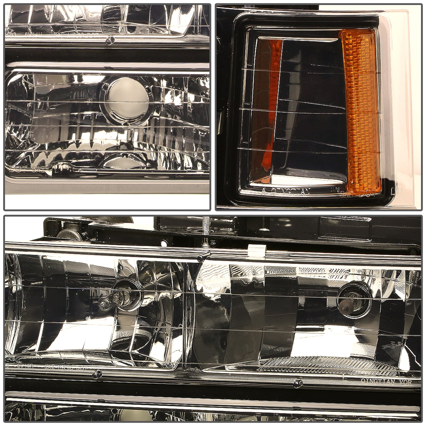 FAROS 94-98 CHEVY C10 2/4-DOOR - 8PC - SMOKE HOUSING / AMBER CORNER - 9006 LOW BEAM / 9005 HIGH BEAM