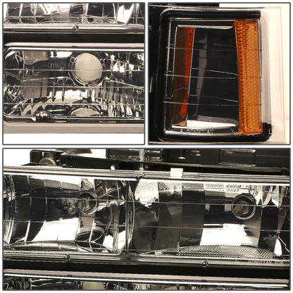 FAROS 94-98 CHEVY C10 2/4-DOOR - 8PC - SMOKE HOUSING / AMBER CORNER - 9006 LOW BEAM / 9005 HIGH BEAM