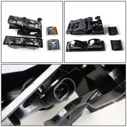 FAROS 94-98 CHEVY C10 2/4-DOOR - 8PC - SMOKE HOUSING / AMBER CORNER - 9006 LOW BEAM / 9005 HIGH BEAM