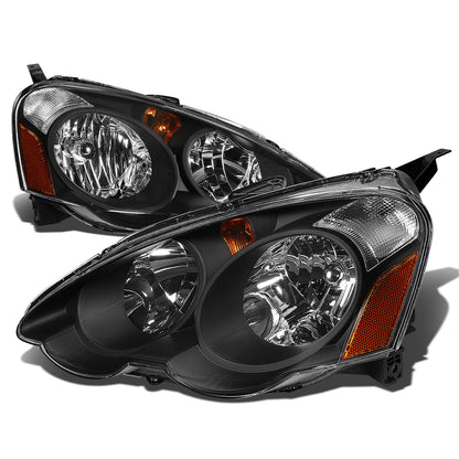 FAROS 02-04 ACURA RSX 2-DOOR - BLACK HOUSING / AMBER CORNER - H1 LOW BEAM / HIGH BEAM