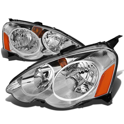 FAROS 02-04 ACURA RSX 2-DOOR - CHROME HOUSING / AMBER CORNER - H1 LOW BEAM / HIGH BEAM