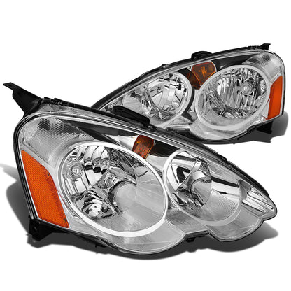 FAROS 02-04 ACURA RSX 2-DOOR - CHROME HOUSING / AMBER CORNER - H1 LOW BEAM / HIGH BEAM