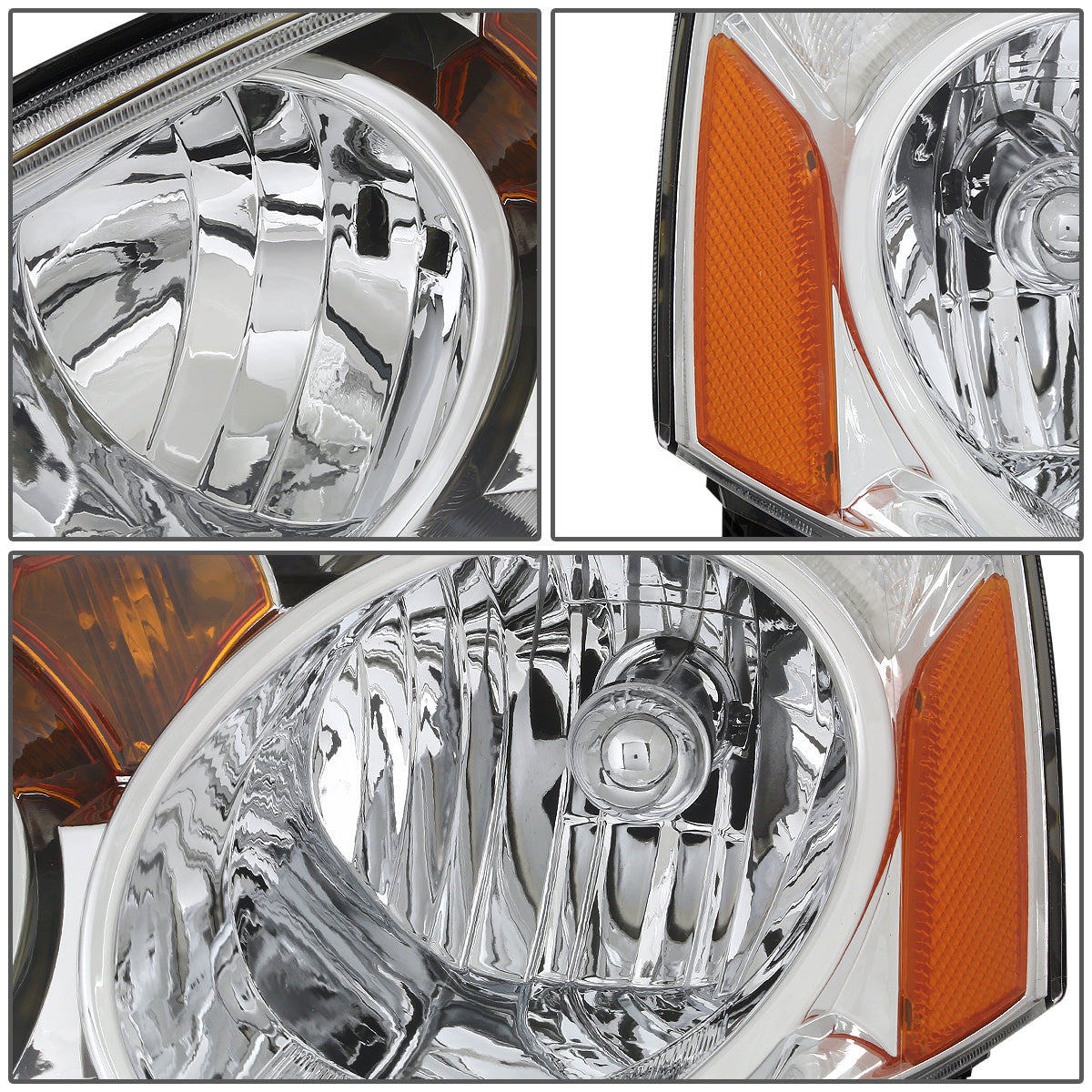 FAROS 02-04 ACURA RSX 2-DOOR - CHROME HOUSING / AMBER CORNER - H1 LOW BEAM / HIGH BEAM