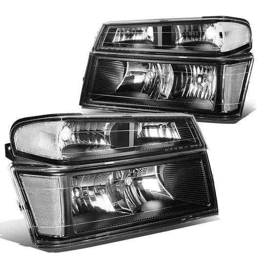 FAROS 04-12 CHEVY COLORADO , GMC CANYON / 06 ISUZU I-280 , I-350 / 07-08 ISUZU I-290 , I-370 2/4-DOOR - 4PC - BLACK HOUSING / CLEAR CORNER - 9006 LOW BEAM / 9005 HIGH BEAM