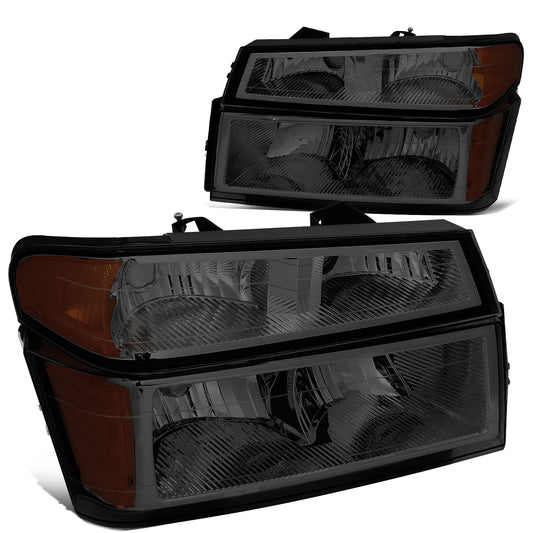 FAROS 04-12 CHEVY COLORADO , GMC CANYON / 06 ISUZU I-280 , I-350 / 07-08 ISUZU I-290 , I-370 2/4-DOOR - 4PC - SMOKE HOUSING / AMBER CORNER - 9006 LOW BEAM / 9005 HIGH BEAM