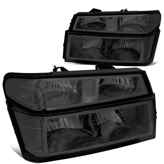 FAROS 04-12 CHEVY COLORADO , GMC CANYON / 06 ISUZU I-280 , I-350 / 07-08 ISUZU I-290 , I-370 2/4-DOOR - 4PC - SMOKE HOUSING / CLEAR CORNER - 9006 LOW BEAM / 9005 HIGH BEAM