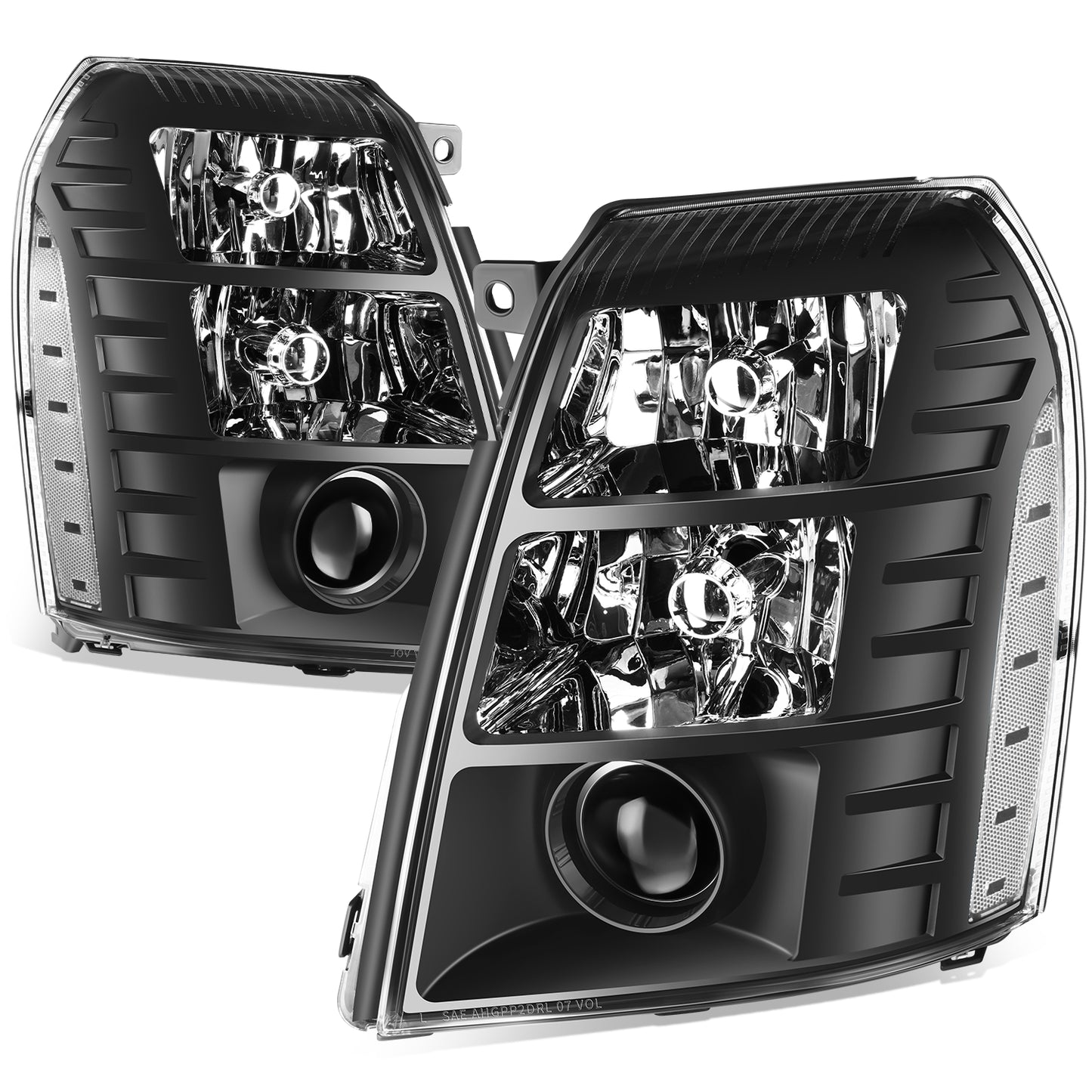 FAROS 07-14 CADILLAC ESCALADE / 07-14 CADILLAC ESCALADE ESV / 07-13 CADILLAC ESCALADE EXT - BLACK HOUSING / CLEAR CORNER - D1S HIGH / LOW BEAM; 194 MARKER