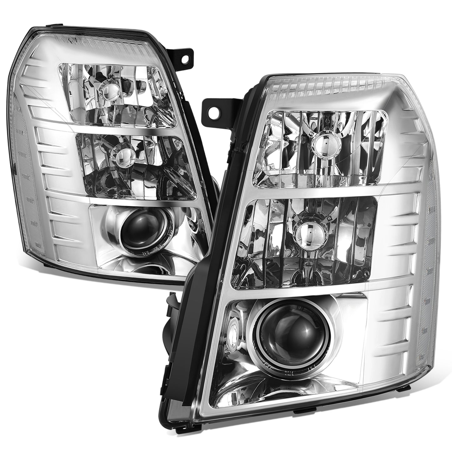 FAROS 07-14 CADILLAC ESCALADE / 07-14 CADILLAC ESCALADE ESV / 07-13 CADILLAC ESCALADE EXT - CHROME HOUSING / CLEAR CORNER - D1S HIGH / LOW BEAM; 194 MARKER
