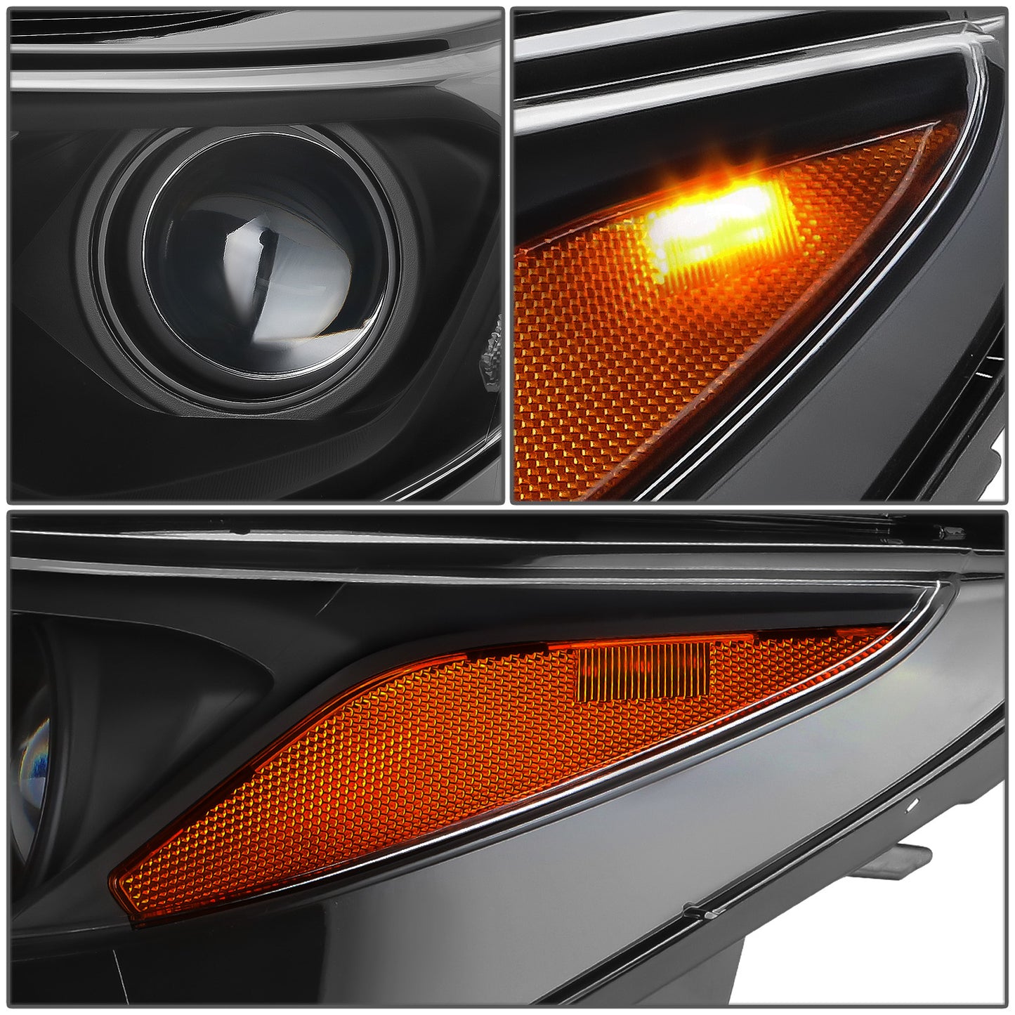 FAROS 18-21 CHEVROLET EQUINOX - ONLY FITS MODELS WITH FACTORY HALOGEN HEADLIGHTS - DOES NOT FIT HID XENON OR LED HEADLIGHT MODELS - PROJECTOR - LED DRL - BLACK HOUSING / AMBER CORNER - 9012 H1R2 LOW BEAM / HIGH BEAM