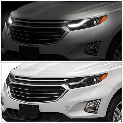 FAROS 18-21 CHEVROLET EQUINOX - ONLY FITS MODELS WITH FACTORY HALOGEN HEADLIGHTS - DOES NOT FIT HID XENON OR LED HEADLIGHT MODELS - PROJECTOR - LED DRL - BLACK HOUSING / AMBER CORNER - 9012 H1R2 LOW BEAM / HIGH BEAM