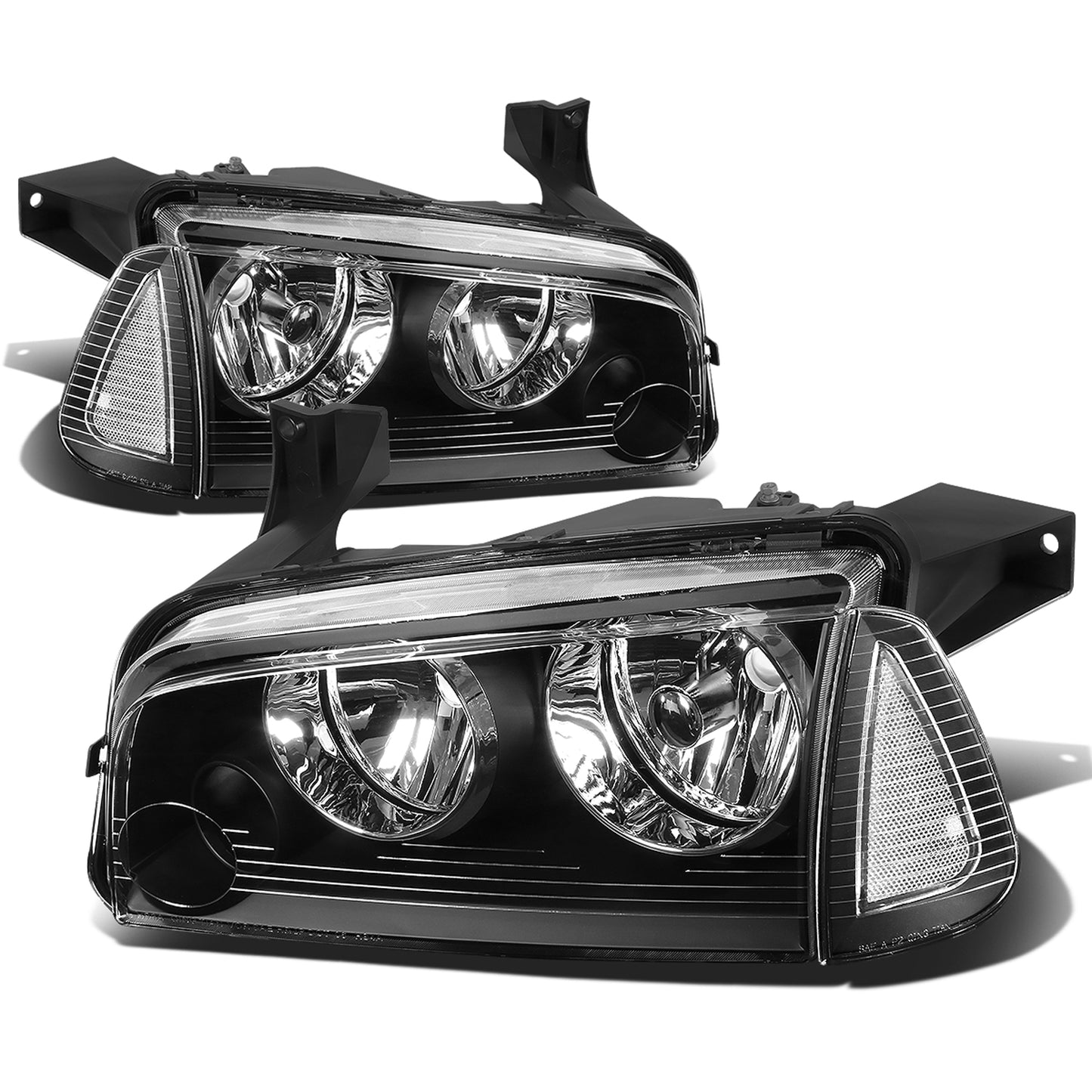 FAROS 06-10 DODGE CHARGER 4-DOOR - 4PC - BLACK HOUSING / CLEAR CORNER - 9006 LOW BEAM / 9005 HIGH BEAM