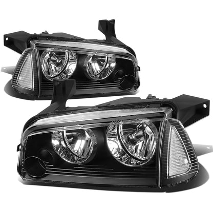 FAROS 06-10 DODGE CHARGER 4-DOOR - 4PC - BLACK HOUSING / CLEAR CORNER - 9006 LOW BEAM / 9005 HIGH BEAM