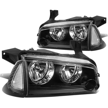 FAROS 06-10 DODGE CHARGER 4-DOOR - 4PC - BLACK HOUSING / CLEAR CORNER - 9006 LOW BEAM / 9005 HIGH BEAM