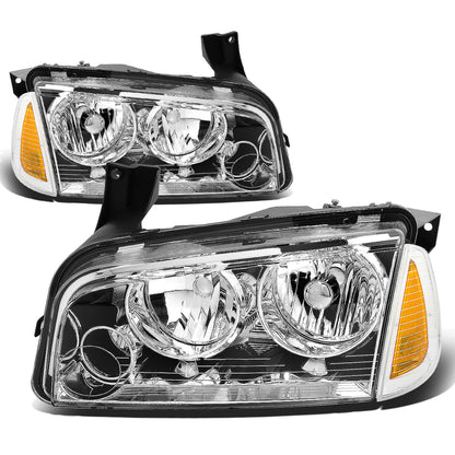 FAROS 06-10 DODGE CHARGER 4-DOOR - 4PC - CHROME HOUSING / AMBER CORNER - 9006 LOW BEAM / 9005 HIGH BEAM