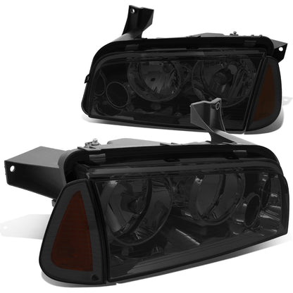 FAROS 06-10 DODGE CHARGER 4-DOOR - 4PC - SMOKE HOUSING / AMBER CORNER - 9006 LOW BEAM / 9005 HIGH BEAM