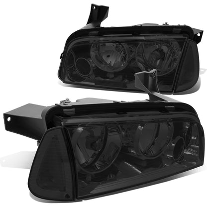FAROS 06-10 DODGE CHARGER 4-DOOR - 4PC - SMOKE HOUSING / CLEAR CORNER - 9006 LOW BEAM / 9005 HIGH BEAM