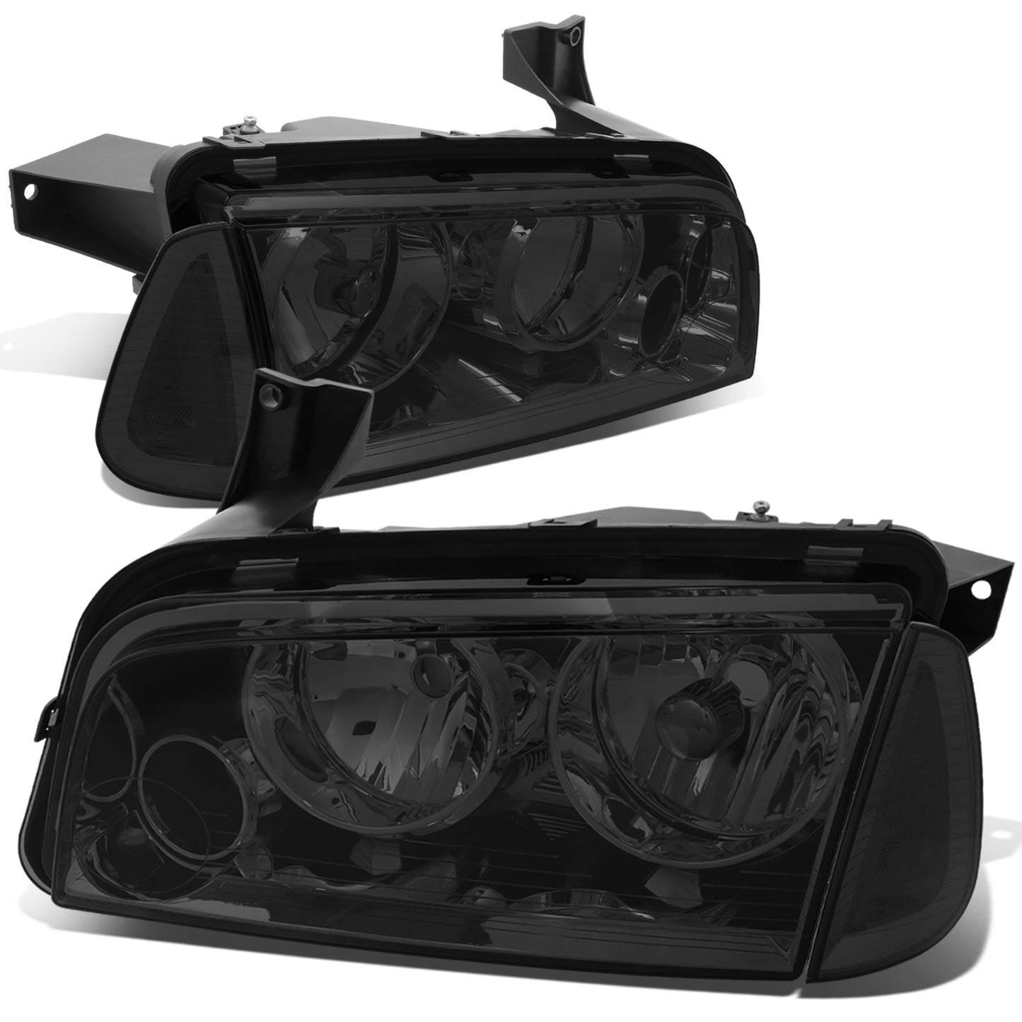 FAROS 06-10 DODGE CHARGER 4-DOOR - 4PC - SMOKE HOUSING / CLEAR CORNER - 9006 LOW BEAM / 9005 HIGH BEAM