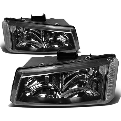 FAROS 03-04 CHEVY SILVERADO 2500 / 03-06 CHEVY AVALANCHE 1500 , 2500 / 03-06 CHEVY SILVERADO 1500 , 1500HD , 2500HD , 3500 2/4-DOOR - FITS MODELS WITHOUT FACTORY CLADDING ONLY - 2PC - BLACK HOUSING / CLEAR CORNER - 9006 LOW BEAM / 9005 HIGH BEAM